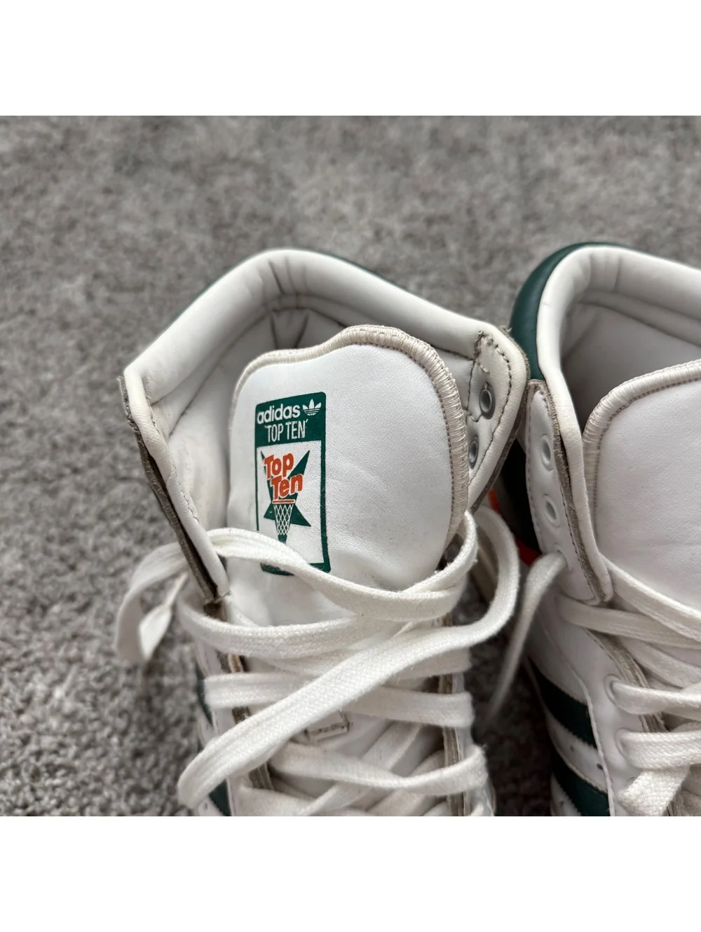 Adidas University of Miami Top Ten Vintage High-Top Sneakers White Green Orange